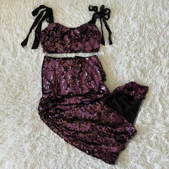 NWT Free People Star Bright Lilac Purple Sequin Two-Piece Matching Set Size 8 - Picture 8 of 10